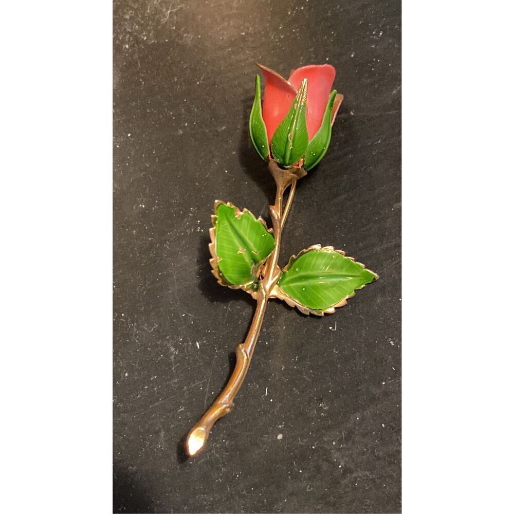 Giovanni Pink Rose Gold Tone Enamel Brooch Pin